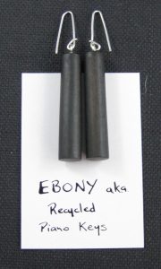 earrings ebony recycled piano keys