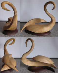 5th carving - swan. Acer negundo on redgum stand